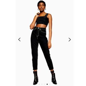 Topshop Neon Stitch Mom Jeans